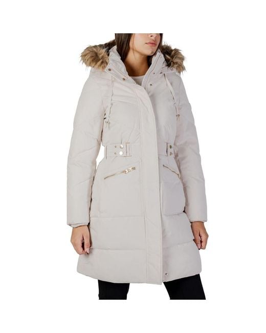 Guess Gray Cream Polyester Coat