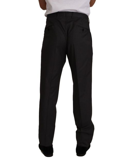 Dolce & Gabbana Black Elegant Wool Dress Trousers for men