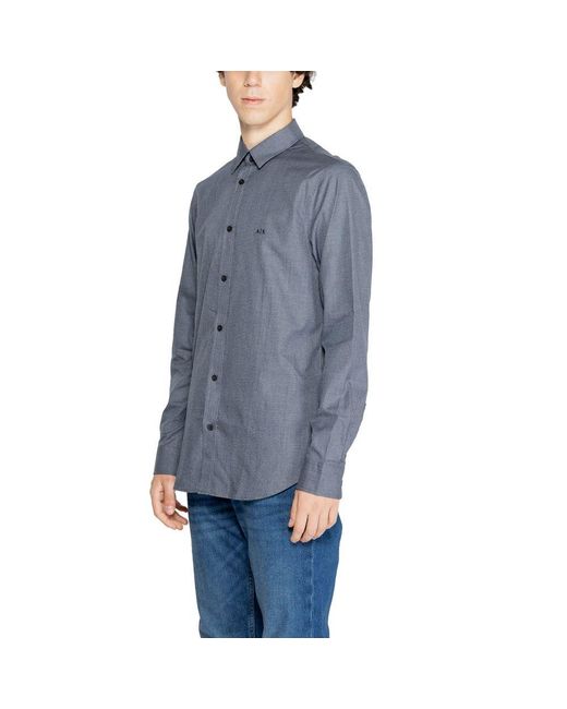 ARMANI EXCHANGE Blue Cotton Dress Shirt for men