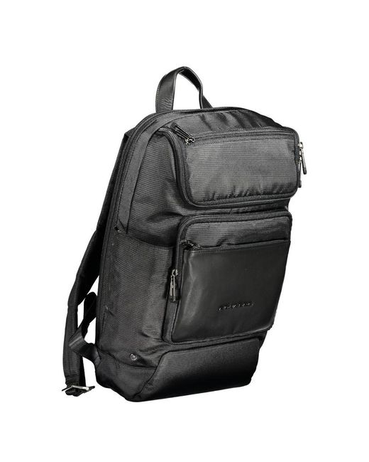Piquadro Black Eco-Conscious Chic Urban Backpack for men