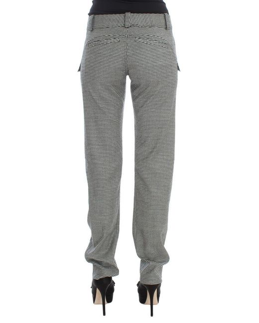Ermanno Scervino Gray Checkered Cotton Casual Pants