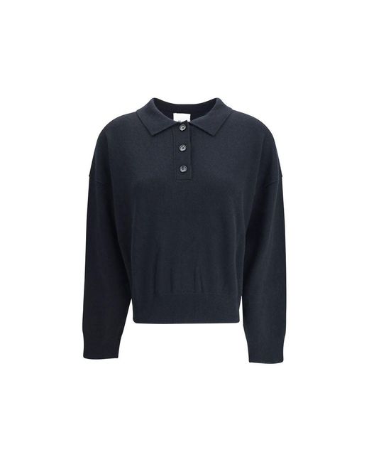 Allude Blue Wool Polo Sweater