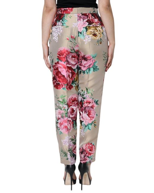 Dolce & Gabbana Floral Jacquard High Waist Tapered Pants