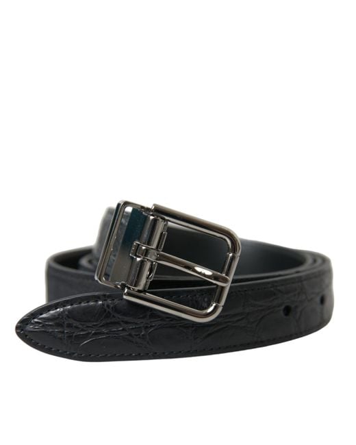Dolce & Gabbana Black Elegant Leather Belt With Metal Buckle