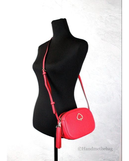 Kate Spade Pink New York 's Kourtney Pebbled Leather Zip Around Camera Crossbody Bag (stoplight)
