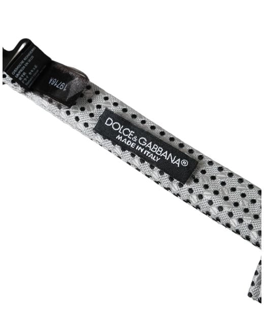 Dolce & Gabbana White Silk Polka Dot Adjustable Neck Papillon Bow Tie for men