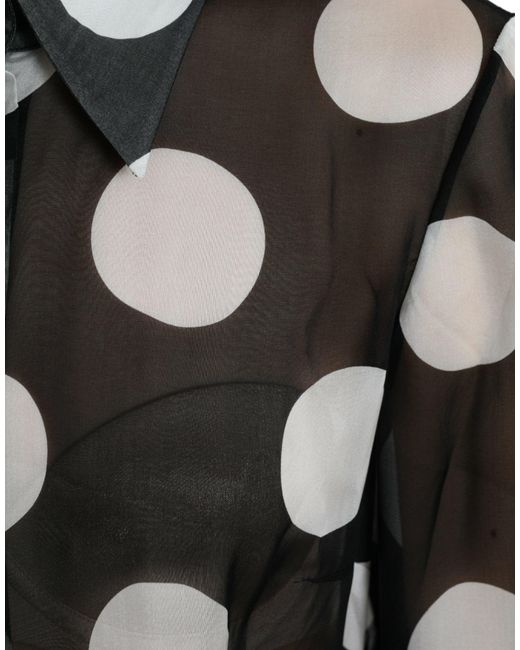 Dolce & Gabbana Black Silk Collared Button-Up Blouse