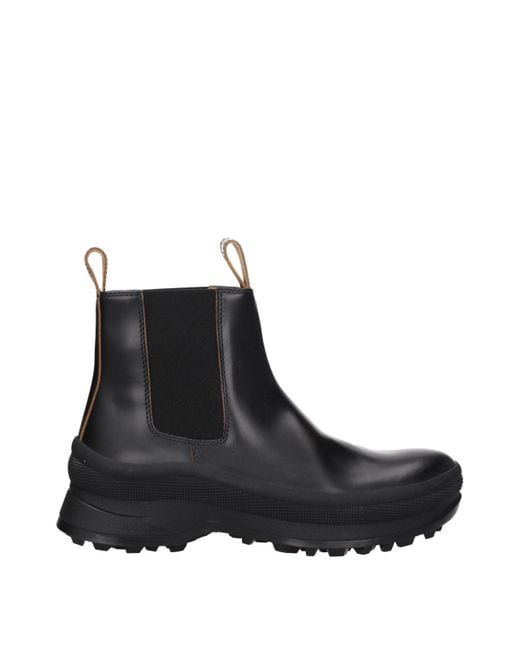 Jil Sander Black Leather Ankle Boots for men