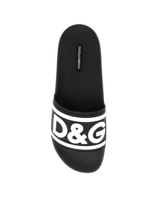 Dolce & Gabbana White Logo Rubber Slides for men