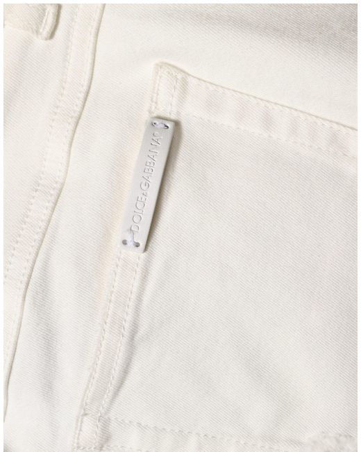 Dolce & Gabbana Multicolor White Tattered Skinny Cotton Denim Jeans