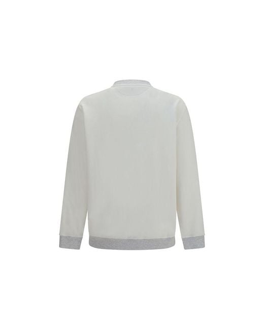 Brunello Cucinelli Gray White Cotton Sweatshirt for men