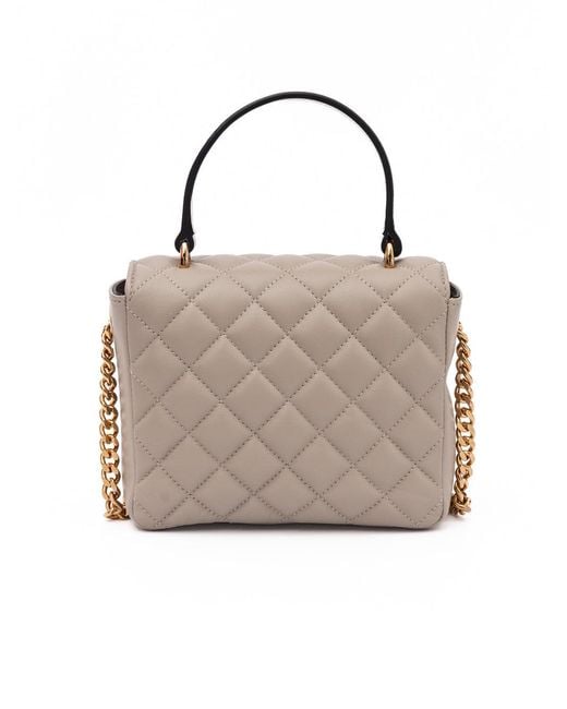 Versace Natural Taupe Quilted Leather Handbag
