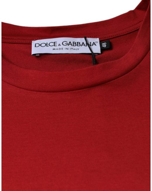 Dolce & Gabbana Red Cotton Dg Logo Print Crew Neck T-Shirt for men