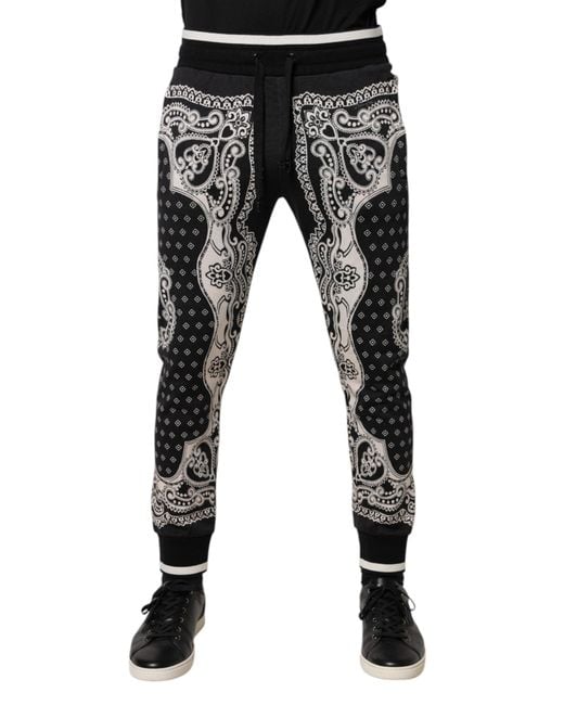 Dolce & Gabbana Black Cotton Bandana Jogger Sweatpants Pants And for men