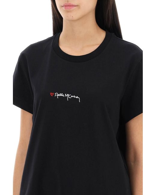 Stella McCartney T-shirt With Embroidered Signature - M Black