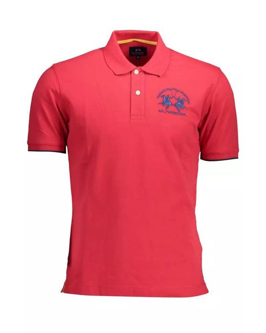 La Martina Red Cotton Polo Shirt for men