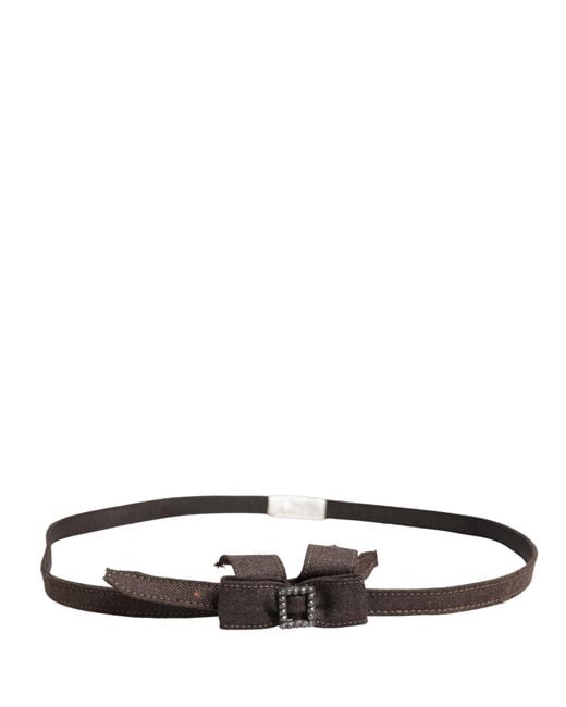 Ermanno Scervino White Dark Brown Wool Bow Embellished Buckle Belt
