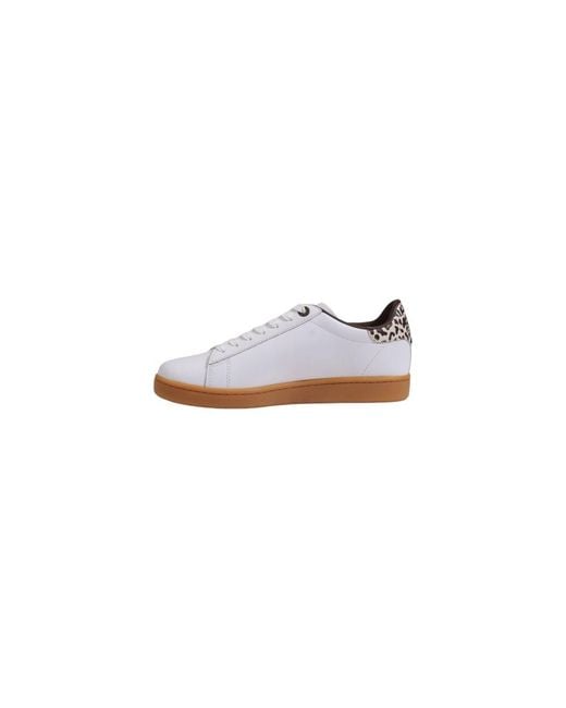 EA7 White Beige Leather Low Top Sneakers