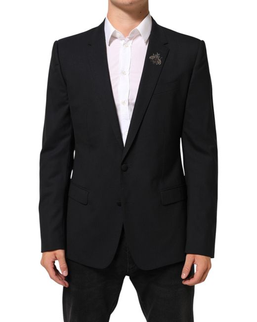 Dolce & Gabbana Black Bee Martini 2 Button Men Suit Blazer for Men