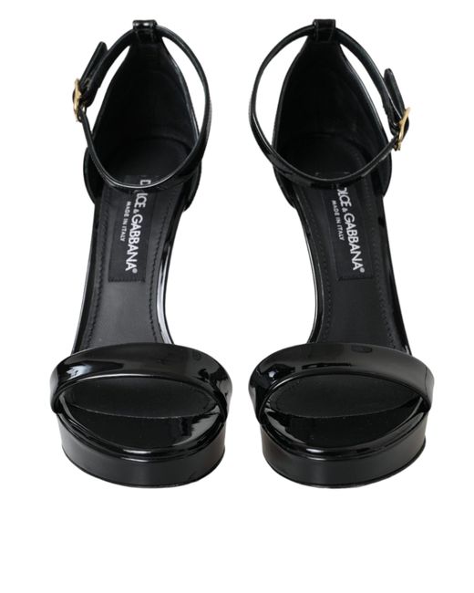 Dolce & Gabbana Black Keira Leather Heels Sandals Shoes