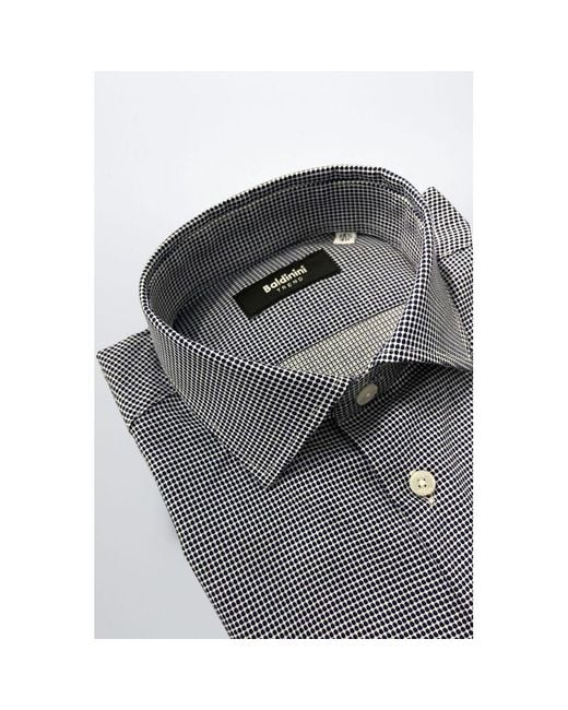 Baldinini Gray Blue Cotton Men Shirt for men