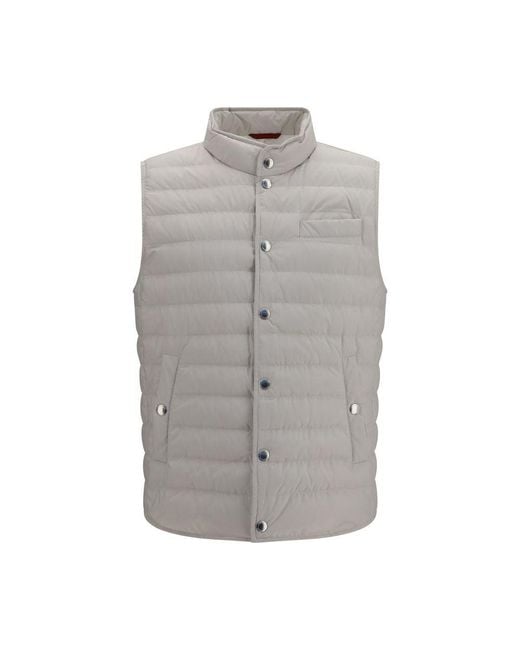 Brunello Cucinelli Gray White Polyester Sleeveless Jacket for men