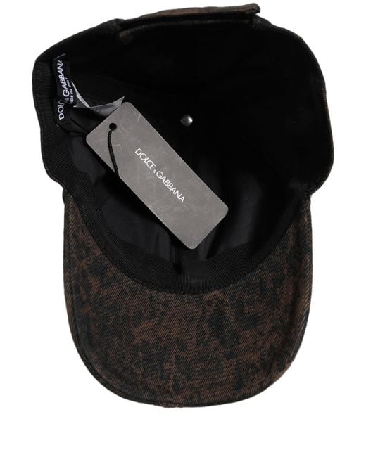 Dolce & Gabbana Black Men Brown Cotton Distressed Baseball Cap Hat for men