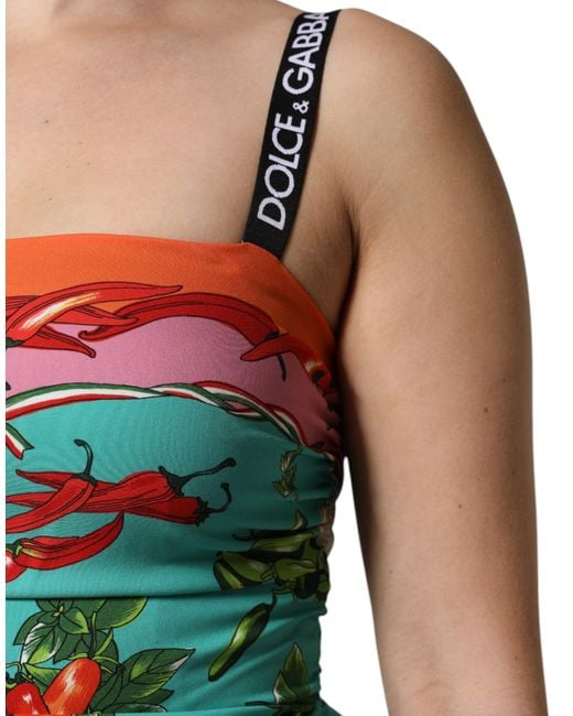 Dolce & Gabbana Blue Multicolor Printed Silk Sleeveless Midi Dress for men