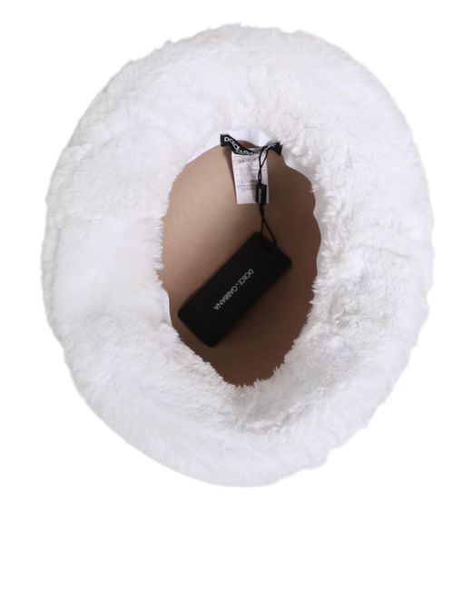 Dolce & Gabbana White Modacrylic Fur Bucket Men Capello Hat for men