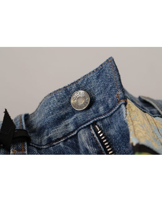 Dolce & Gabbana Blue Patchwork Jeans Highwaisted Style