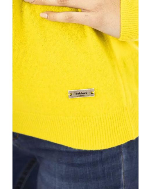 Baldinini Yellow Chic Wool-Cashmere Crewneck Sweater