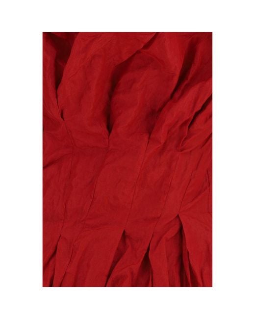 Magda Butrym Red Draped Mini Dress With Balloon Hem