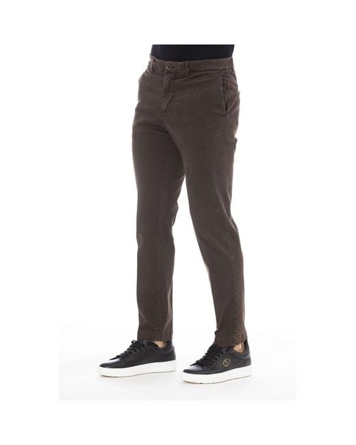 Peserico Black Brown Cotton Men Pants for men