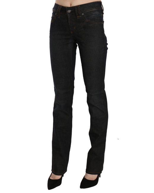 John Galliano Black Mid Waist Slim Fit Corduroy Denim Casual Pants