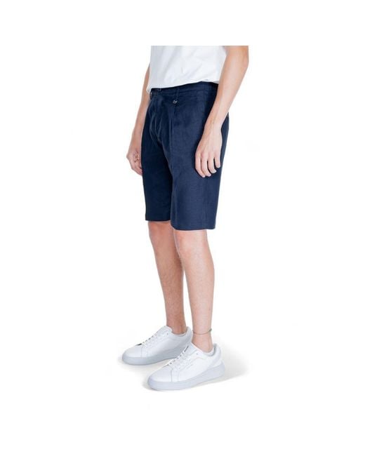Antony Morato Blue Linen Bermuda Shorts for men