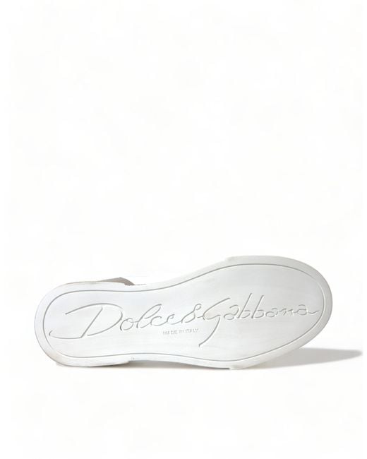 Dolce & Gabbana White Gold Logo Printed Sneakers