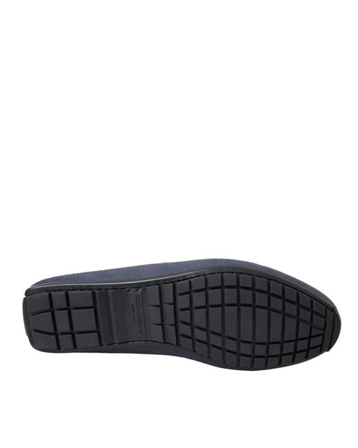 Dolce & Gabbana Blue Calf Leather Slip On Moccasin Shoes for men