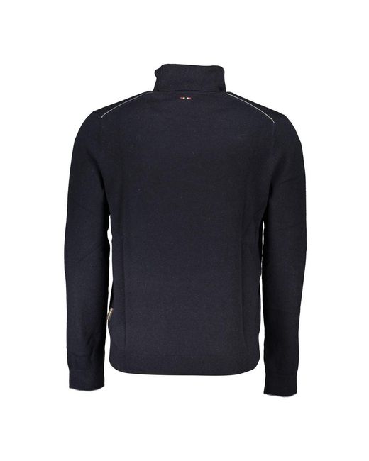 Napapijri Blue High-Neck Embroidered Sweater for men