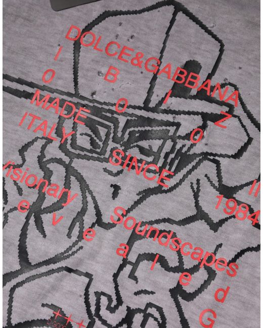 Dolce & Gabbana Gray Graphic Print Tshirt for men