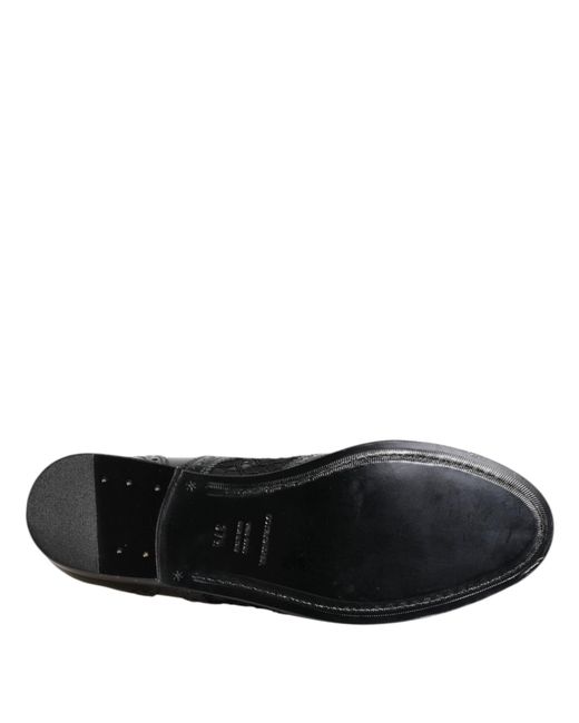Dolce & Gabbana Black Leather Floral Lace Dress Formal Shoes
