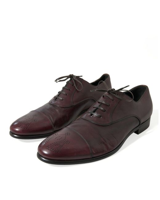 Dolce & Gabbana Brown Bordeaux Leather Men Formal Derby Dress Shoes for men