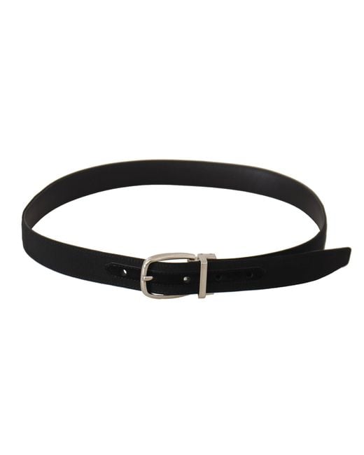 Dolce & Gabbana Black Belt Calf Leather Tone Metal Buckle for men