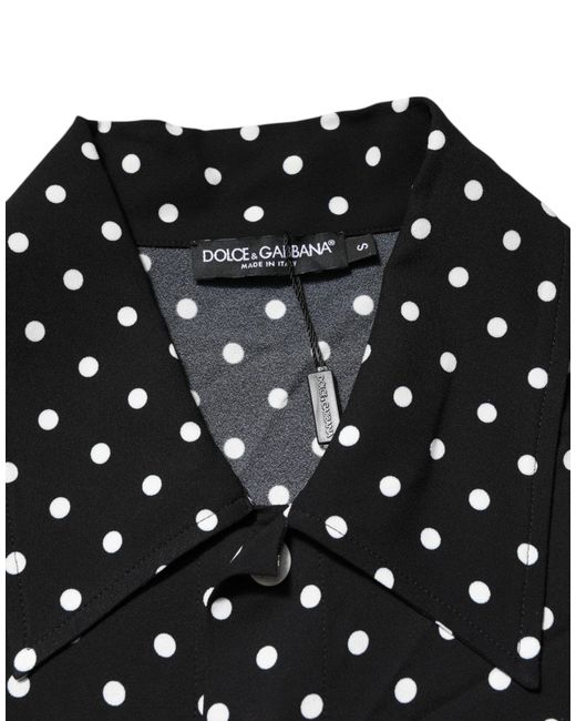 Dolce & Gabbana Black Polka Dot Short Sleeves Collared Polo T-Shirt And Rayon Elastane for men