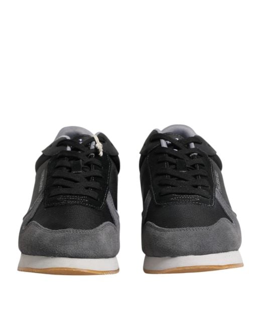Trussardi Black Gray Lace Up Low Top Casual Sneakers Shoes for men