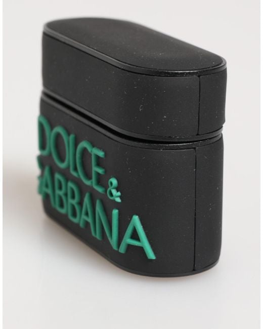 Dolce & Gabbana Green Mint Rubber Logo Embossed Accessory Airpods Case