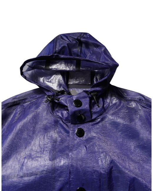 Dolce & Gabbana Dark Blue Cotton Hooded Men Raincoat Jacket for men