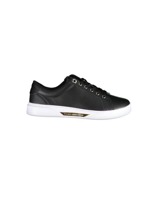 Tommy Hilfiger Black Chic Lace-Up Sneakers With Contrast Sole