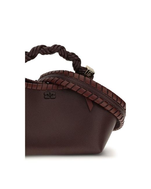 Ganni Brown Recycled Leather Shoulder Bag