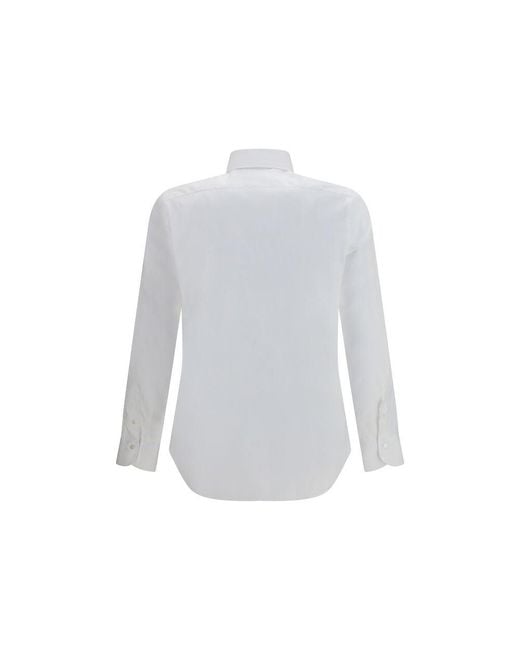 Finamore 1925 White Cotton Dress Shirt for men
