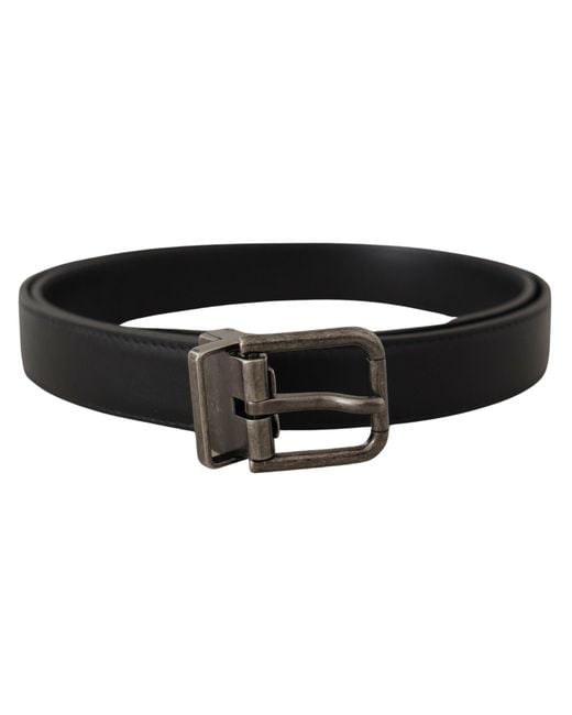 Dolce & Gabbana Black Elegant Leather Belt With Metal Buckle for men